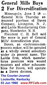 General Mills Buys Daven Company June 1960 - RF Cafe