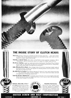 United Screw and Bolt Corporation Clutch Head Screws, October 1946 Radio News Article - RF Cafe