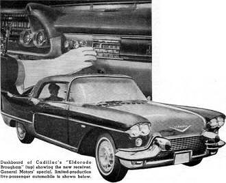 Dashboard of Cadillac's "Eldorado Brougham" showing the new receiver - RF Cafe