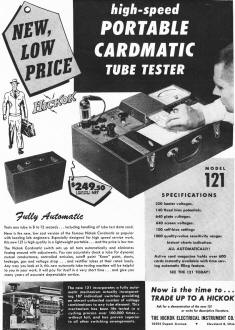 Hickok Model 121 High-Speed Portable Cardmatic Tube Tester, March 1958 Radio & TV News - RF Cafe