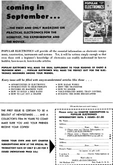 Coming in September Popular Electronics, August 1954 Radio & Television News - RF Cafe