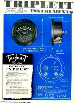 Triplett Instruments Advertisement in September 1942 "Radio Retailing Today" - RF Cafe