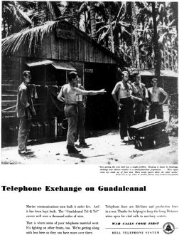 Bell Telephone System, Guadalcanal Exchange, May 29, 1943, The Saturday Evening Post - RF Cafe