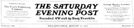 August 11, 1917 Saturday Evening Post Table of Contents - RF Cafe