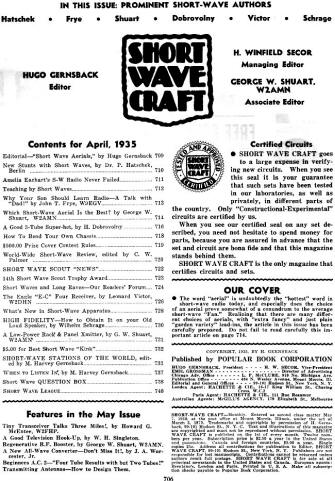 April 1935 Short Wave Craft Table of Contents - RF Cafe