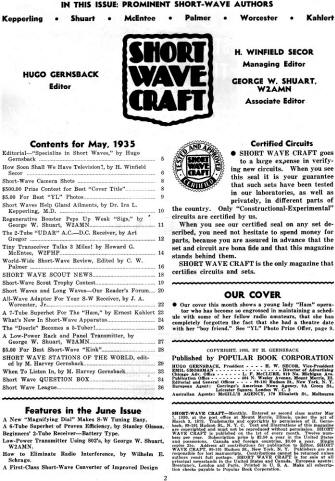May 1935 Short Wave Craft Table of Contents - RF Cafe
