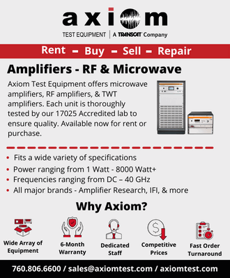 Axiom Test Equipment Amplifiers (buy, rent, lease) - RF Cafe