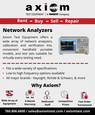 Axiom Test Equipment Network Analyzers (buy, rent, lease) - RF Cafe