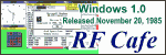 Microsoft Windows 1.0 Released - RF Cafe