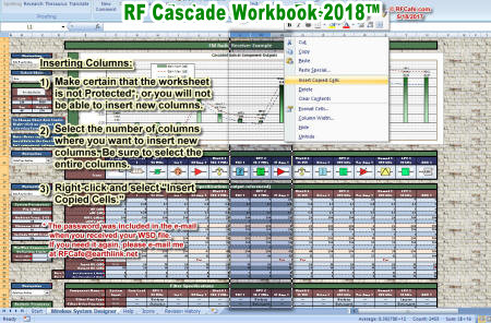 Inserting Columns (1) in RF Cascade Workbook 2018 - RF Cafe