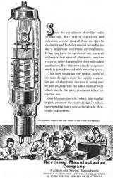 Raytheon Manufacturing Company Advertisement from September 1942 QST - RF Cafe