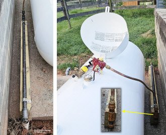 LP gas line run from LP gas tank to launch into ground - RF Cafe Website