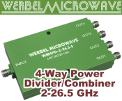 Werbel Microwave WM4PD-2-26.5-S 4-Way Power Splitter for 2 to 26.5&nbsp;GHz - RF Cafe