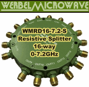 Werbel Microwave WM16RD-7.2-S 16-Way Resistive Power Splitter for up to 7.2&nbsp;GHz - RF Cafe