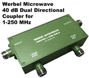 Werbel Microwave 40 dB Dual Directional Coupler for 1 to 250 MHz - RF Cafe