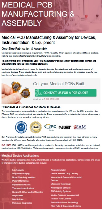 San Francisco Circuits Medical PCB Manufacturing & Assembly for Devices, Instrumentation, & Equipment - RF Cafe