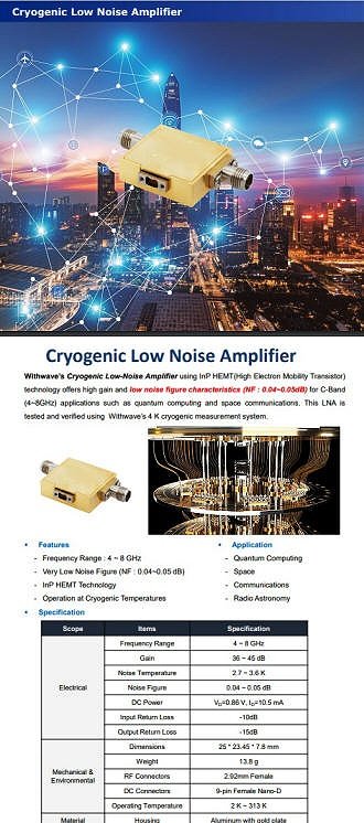 Withwave Cryogenic Low Noise Amplifier - RF Cafe
