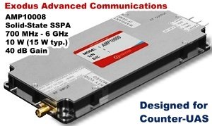Exodus Advanced Communications' AMP10008 Solid-State Power Amplifier (SSPA) designed for Counter-UAS applications - RF Cafe