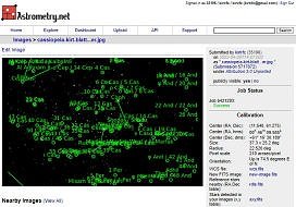 Cassiopeia star field plate-solved by Astrometry.net - RF Cafe