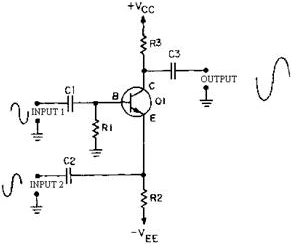 Two-input, single-output, difference amplifier