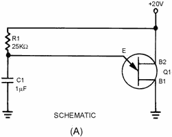 Unijunction sawtooth generator. SCHEMATIC - RF Cafe