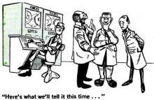 Comic of scientists discussing computer - RF Cafe