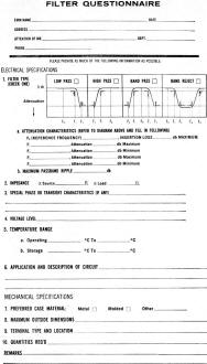 Typical questionnaire designed to aid the filter specialist  - RF Cafe