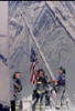 9/11 terrorist attack - firemen raising flag at Ground Zero