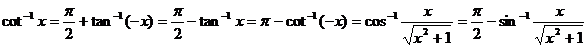 Trig identity cot^-1(x) - RF Cafe