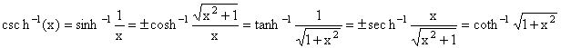 Trig Identity csch^-1(x) - RF Cafe