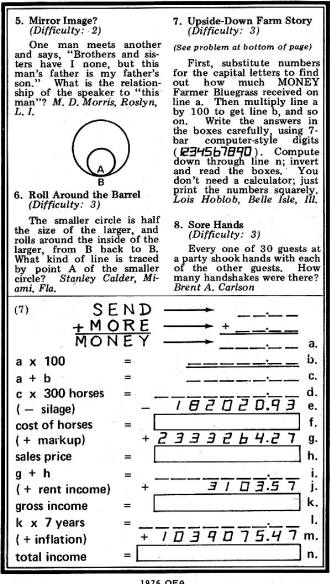 Mathematical Puzzles (page 141), 1976 Old Farmer's Almanac - RF Cafe