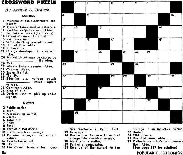 Crossword Puzzle, December 1957 Popular Electronics - RF Cafe