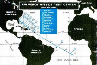 Chart of the complete 5000-mile range Air Force Missile Test Center - RF Cafe