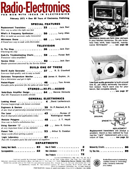 February 1971 Radio-Electronics Table of Contents - RF Cafe