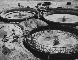 Water storage tanks under construction - RF Cafe