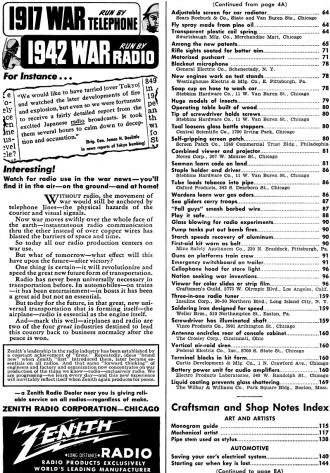 October 1942 Popular Mechanics Table of Contents (p3) - RF Cafe
