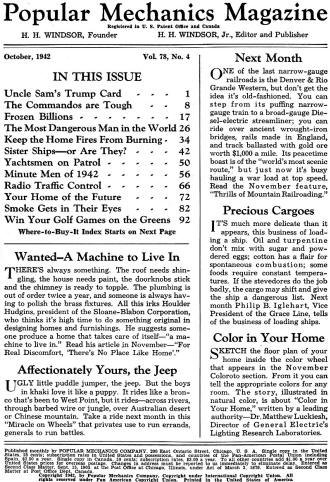 October 1942 Popular Mechanics Table of Contents (p1) - RF Cafe