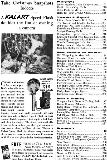 Popular Science December 1948 Table of Contents (p2) - RF Cafe