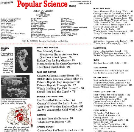 January 1963 Popular Science Table of Contents - RF Cafe