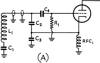 Single coax conductor is used between the tuned circuit and the feed-back condensers - RF Cafe