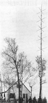 Transmitter house and six-bay turnstile antenna at W1XPW - RF Cafe