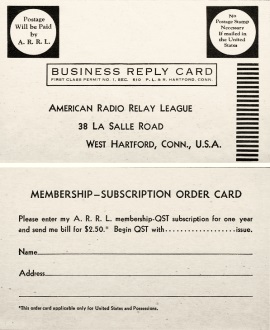 American Radio Relay League Membership Postcard, June 1940 QST - RF Cafe
