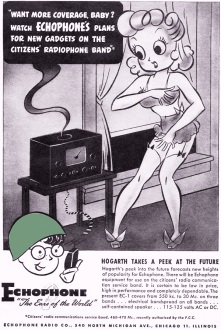 Hogarth in Echophone Radio Ad, June 1945 Radio-Craft - RF Cafe