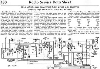 ERLA Model 4500 Dual-Wave T.R.F. 4-Tube A.C. Receiver Radio Service Data Sheet, March 1935 Radio-Craft - RF Cafe