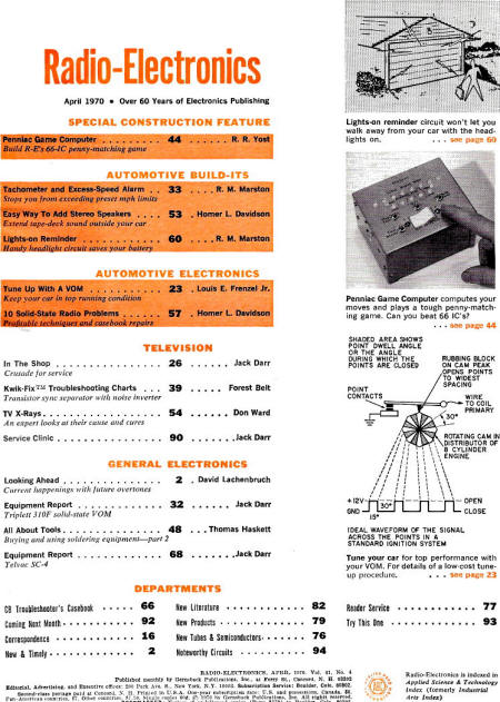 April 1970 Radio-Electronics Table of Contents - RF Cafe