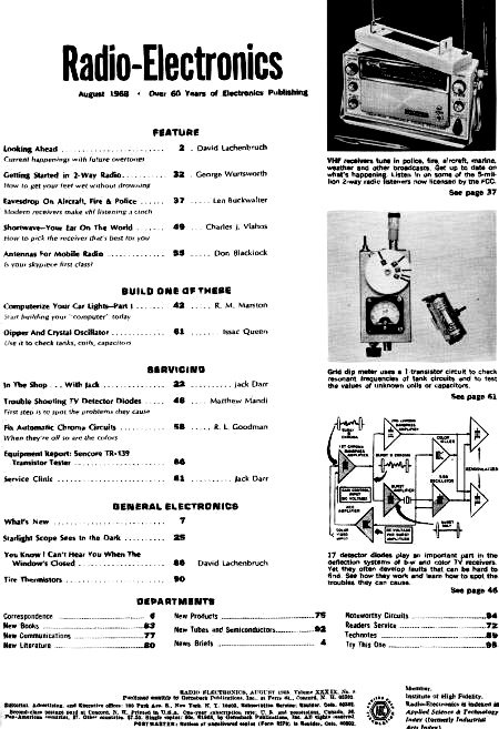 August 1968 Radio-Electronics Table of Contents - RF Cafe
