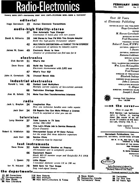 February 1963 Radio-Electronics Table of Contents - RF Cafe