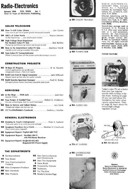 January 1968 Radio-Electronics Table of Contents - RF Cafe