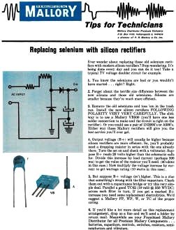 Mallory - Tips for Technicians: Replacing Selenium with Silicon Rectifiers, June 1963 Radio-Electronics - RF Cafe