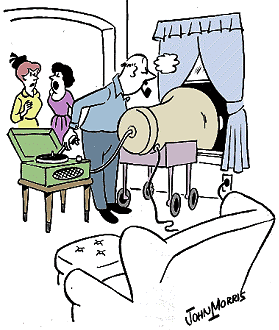 He's waiting for the man next door to turn his hi-fi on - RF Cafe